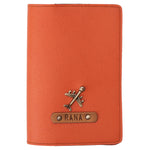 Personalized Orange Leather Finish Passport Cover